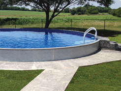 4 foot round semi in-ground pool in flat back yard in Erie, PA.